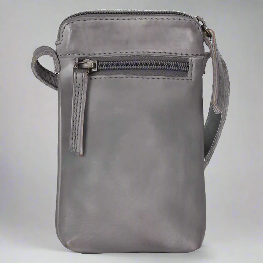 MET Small Leather Crossbody Bag | Compact Phone Bag with Front & Back Pockets