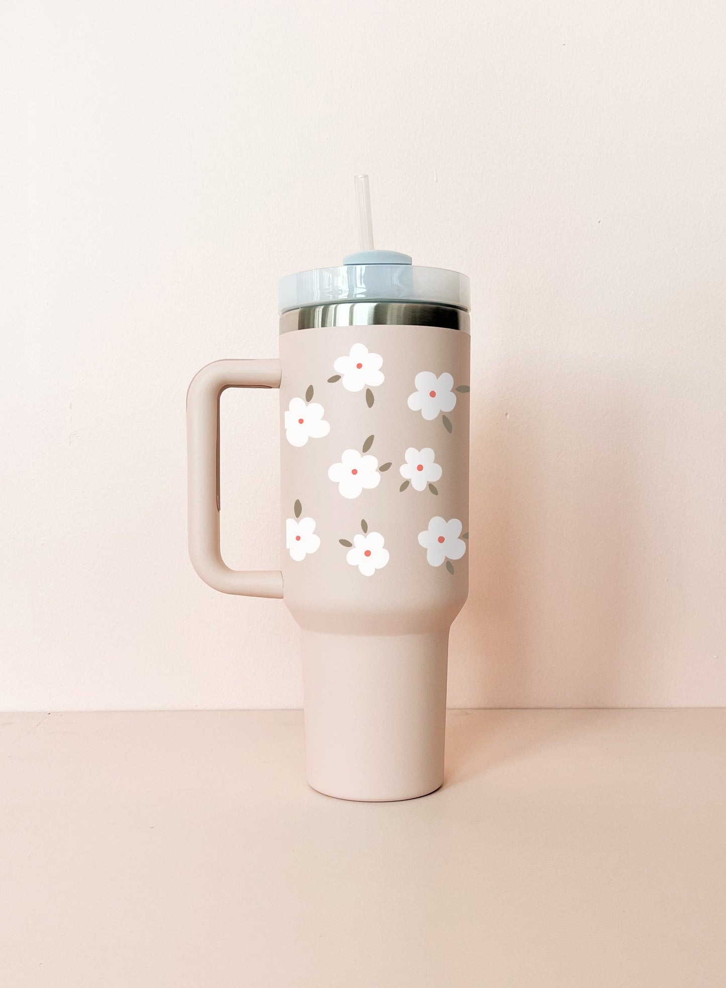 Gobelet isotherme 40oz - rose pâle Fleurs d'hiver