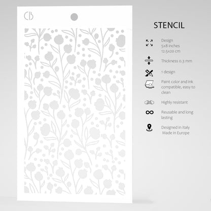 Ciao Bella Texture Stencil 5"x8" Winter Berries