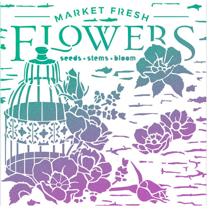 Ciao Bella Texture Stencil 8x8 Market Fresh Flowers