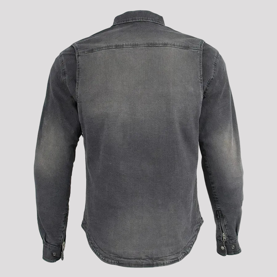 Milwaukee Leather Men's Faded Denim Armored Shirt Jacket