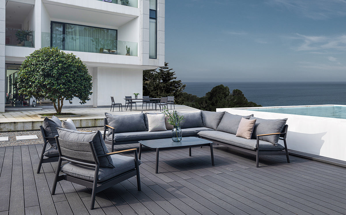 Monti Nordic Aluminum Sectional Set – Grey Cushions - AURABAGS SHOP