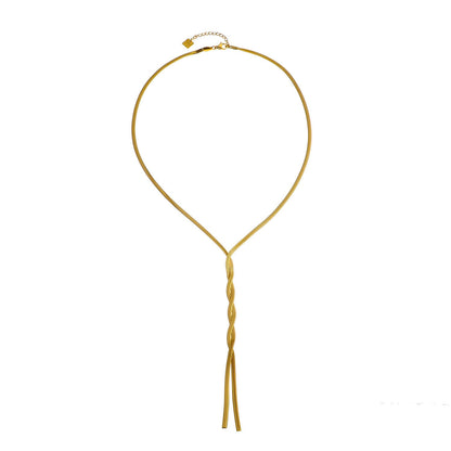 GILMA Snake Skin Textured Intertwined Lariat Chain Necklace
