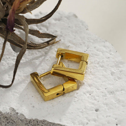 DINAMI Gold: Tiny Squared Shape Hoop Earrings