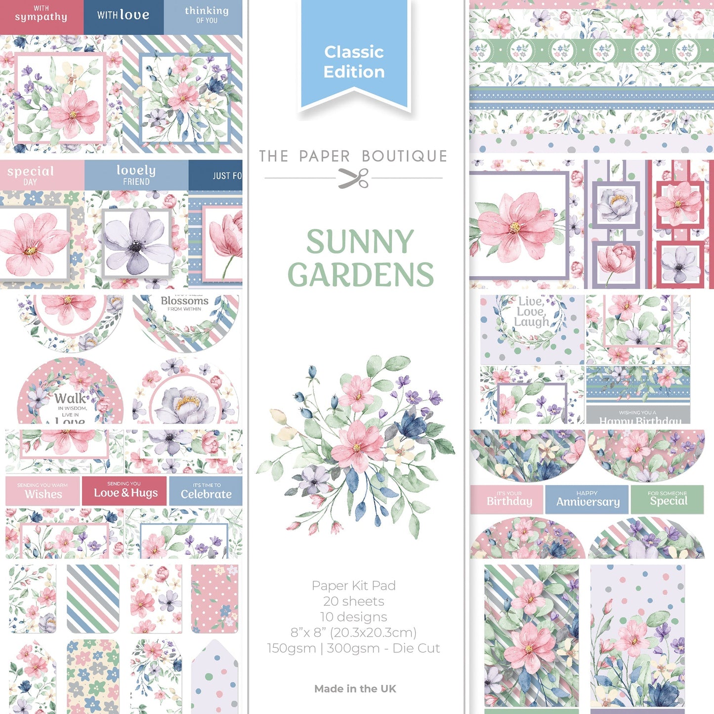 The Paper Boutique Sunny Gardens 8 in x 8 in Paper Kit Pad