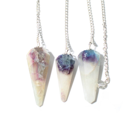 Purple and Green Fluorite Pendulum 6 Facet & Bead - 3 Pack