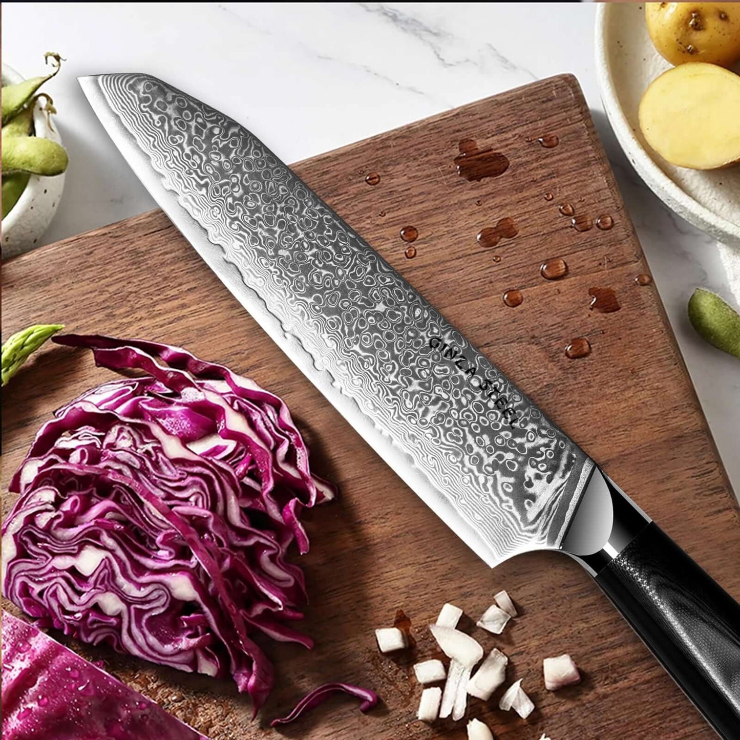 Hagakure 20 - Japanisches Santoku-Messer 20 cm - VG10 Damaszener Stahl