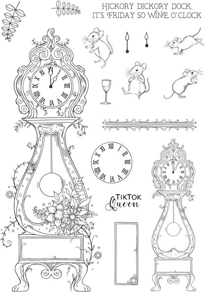 Pink Ink Designs Hickory Dickory Dock 6 in x 8 in Clear Stamp Set