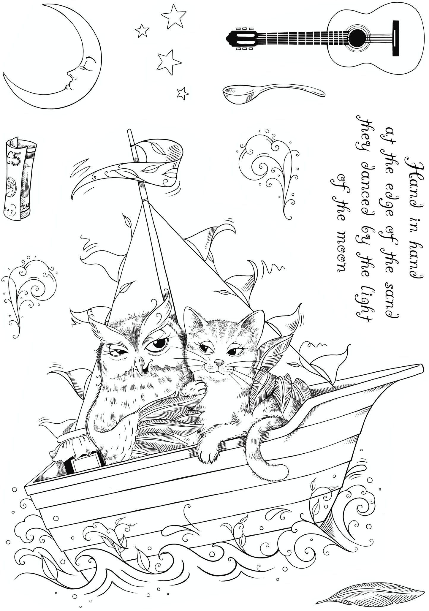 Pink Ink Designs The Owl & The Pussycat 6 in x 8 in Clear Stamp Set