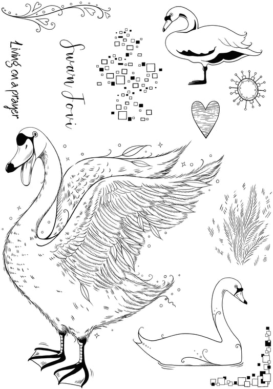 Pink Ink Designs Swan Jovi 6 in x 8 in Clear Stamp Set