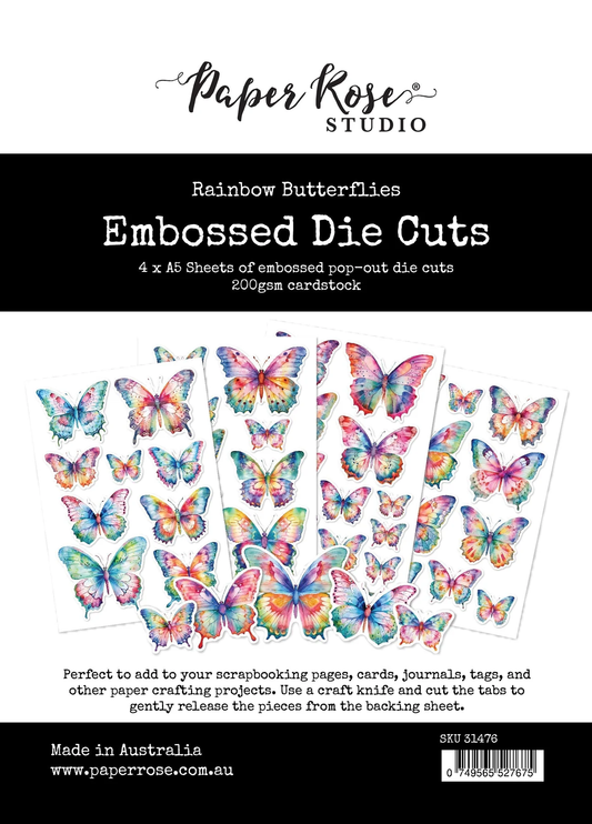 Rainbow Garden Butterflies Embossed Die Cuts 31476
