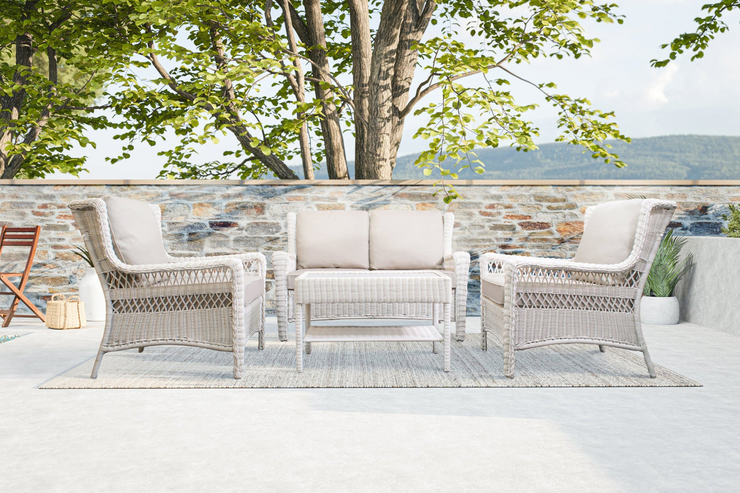 Park Meadows Wicker Loveseat Conversational Set - AURABAGS SHOP