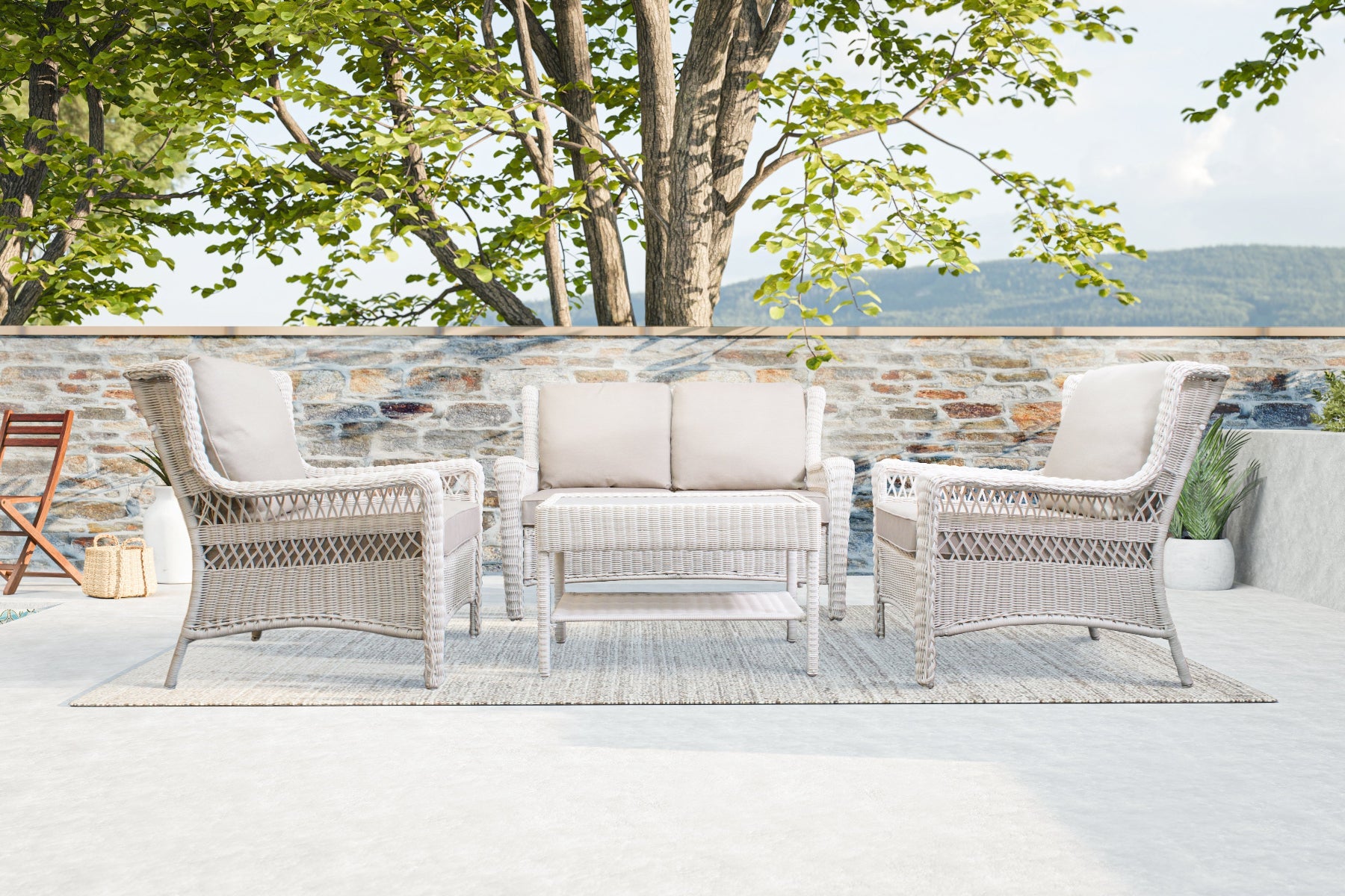 Park Meadows Wicker Loveseat Conversational Set - AURABAGS SHOP