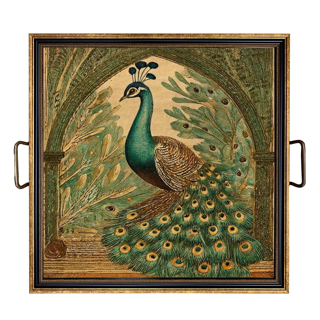 Peacock Elegance Decorative Tray