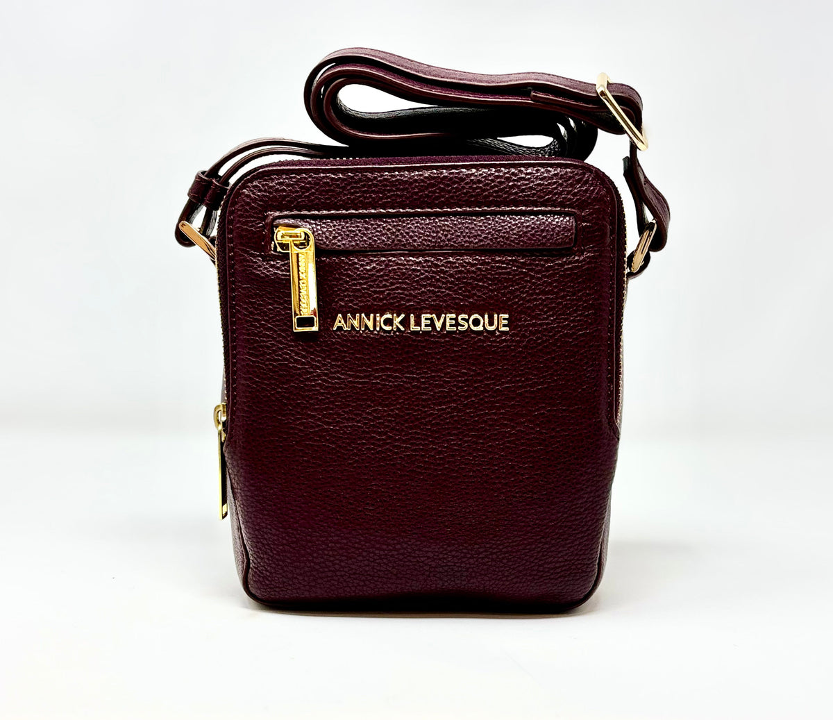 Petit sac en cuir aubergine —Nadine