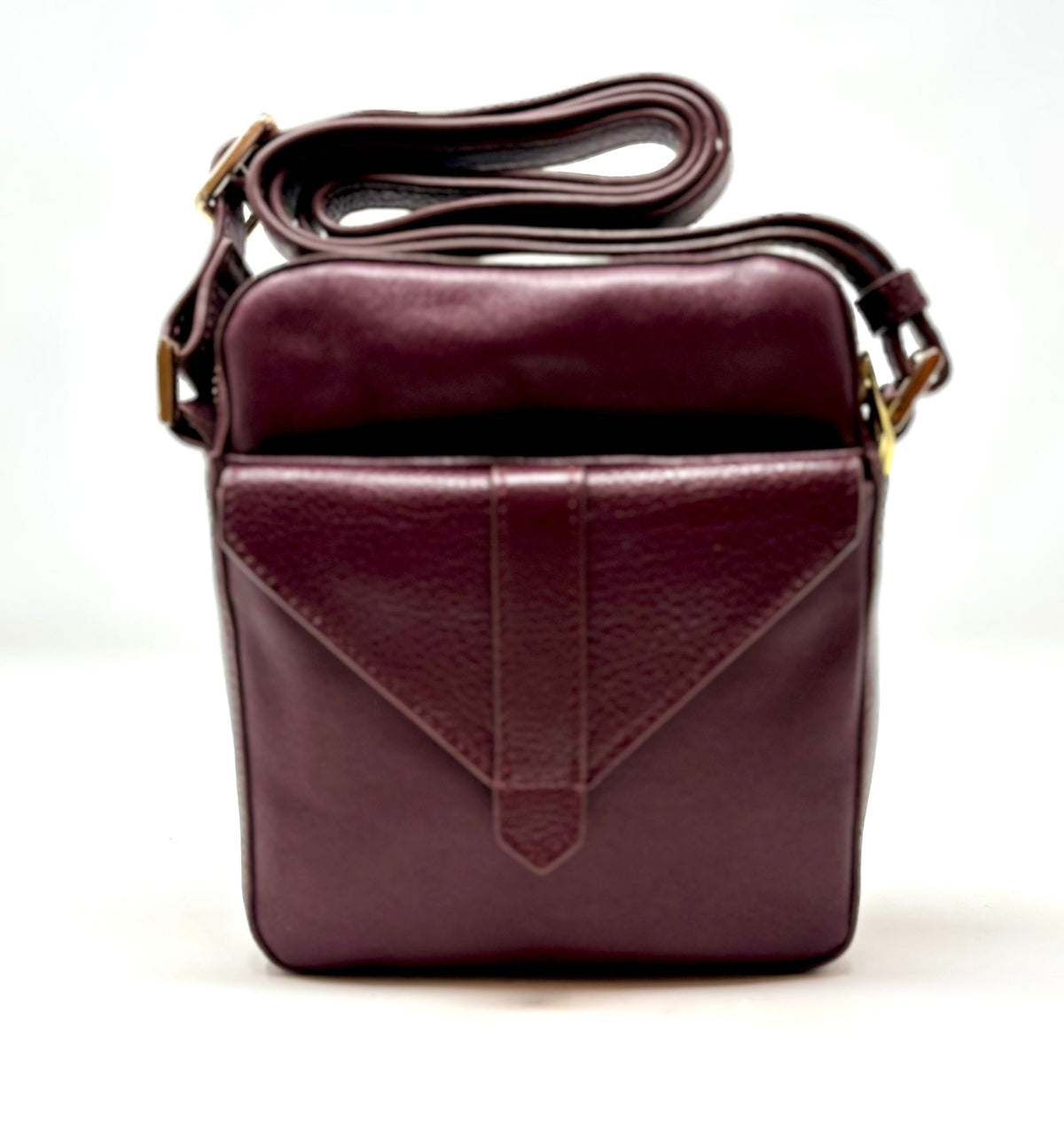 Petit sac en cuir aubergine —Nadine