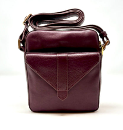 Petit sac en cuir aubergine —Nadine