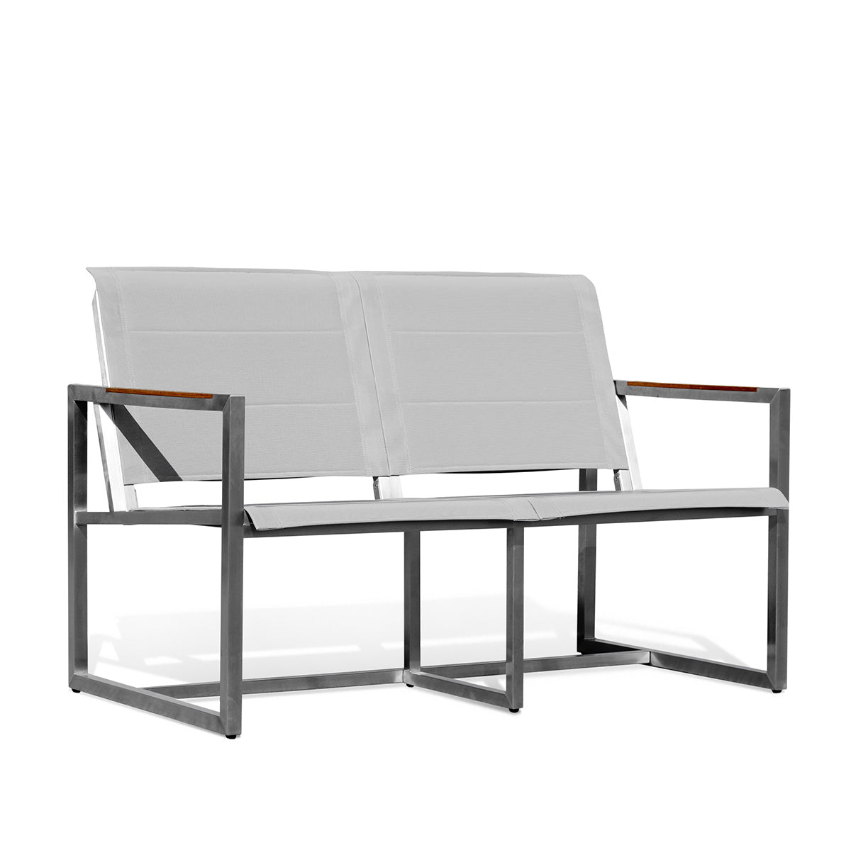 Pine Stainless Steel & Teak Outdoor Sling Loveseat - AURABAGS SHOP