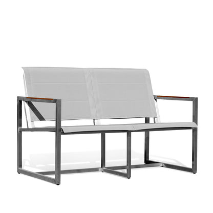 Pine Stainless Steel & Teak Outdoor Sling Loveseat - AURABAGS SHOP