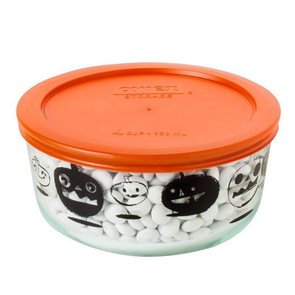 4 Cup Decorated Pyrex Halloween Pumpkin