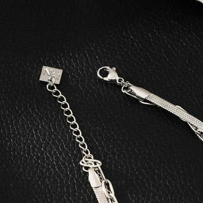 REINEDA: Triple Stacked White Gold (Silver Toned) Bracelet