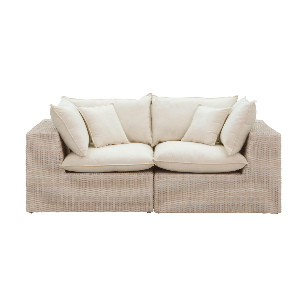 Sunbay 2 Seater Outdoor Natural Wicker Modular Sofa - Beige