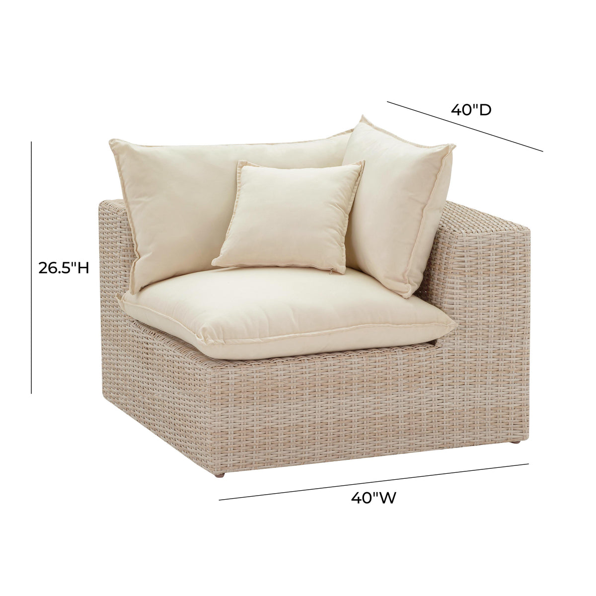 Sunbay 2 Seater Outdoor Natural Wicker Modular Sofa - Beige