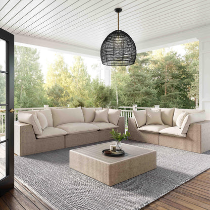 Sunbay 2 Seater Outdoor Natural Wicker Modular Sofa - Beige