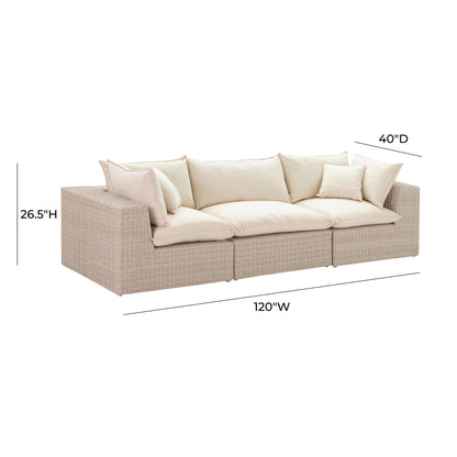 Sunbay 4 Piece Outdoor Natural Wicker Modular Sectional - Beige