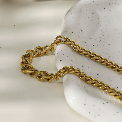 ROUEN Zirconia Embedded Cuban Chain Statement Necklace