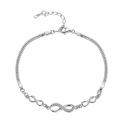 Sterling Silver Infinity Bracelet with CZ – Adjustable