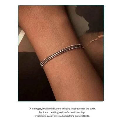 Sterling Silver Triple Layer Bracelet – White Gold Plated