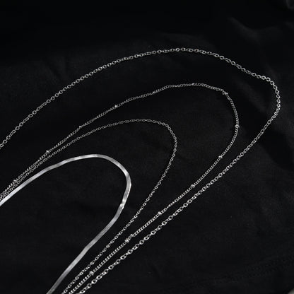 SABRINA Four-Layer Multi Chain Necklace in Silver