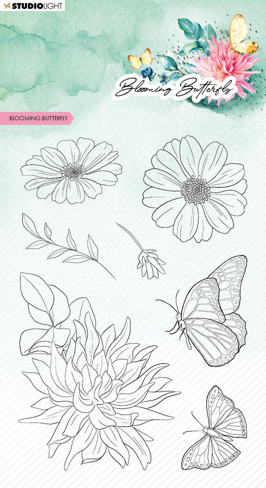 SL Clear Stamp Blooming Butterfly Blooming Butterfly 93x136x3mm 7 PC nr.357