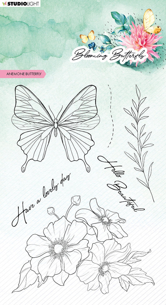 SL Clear Stamp Anemone Butterfly Blooming Butterfly 93x136x3mm 6 PC nr.359
