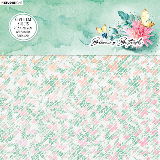 SL Vellum Set Background Patterns Blooming Butterfly 203x203x3mm 6 SH nr.03