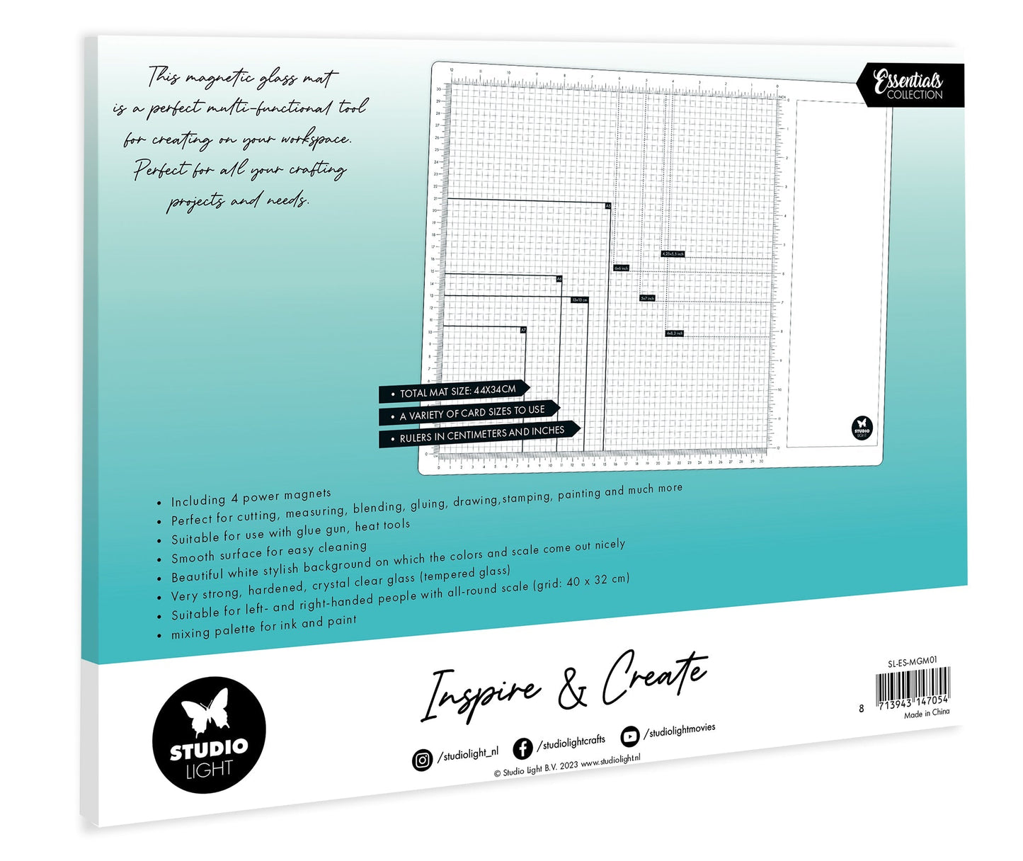 SL Magnetic Glass Mat 4 Magnets Included Essentials 450x350x10mm 1 PC nr.01