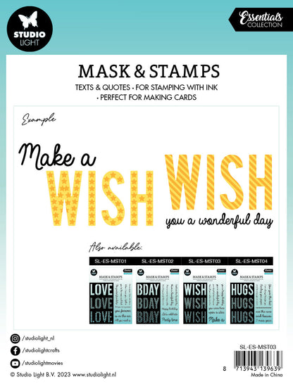 SL Mask & Stamp Wish Sentiments Essentials 155x155x3mm 8 PC nr.03