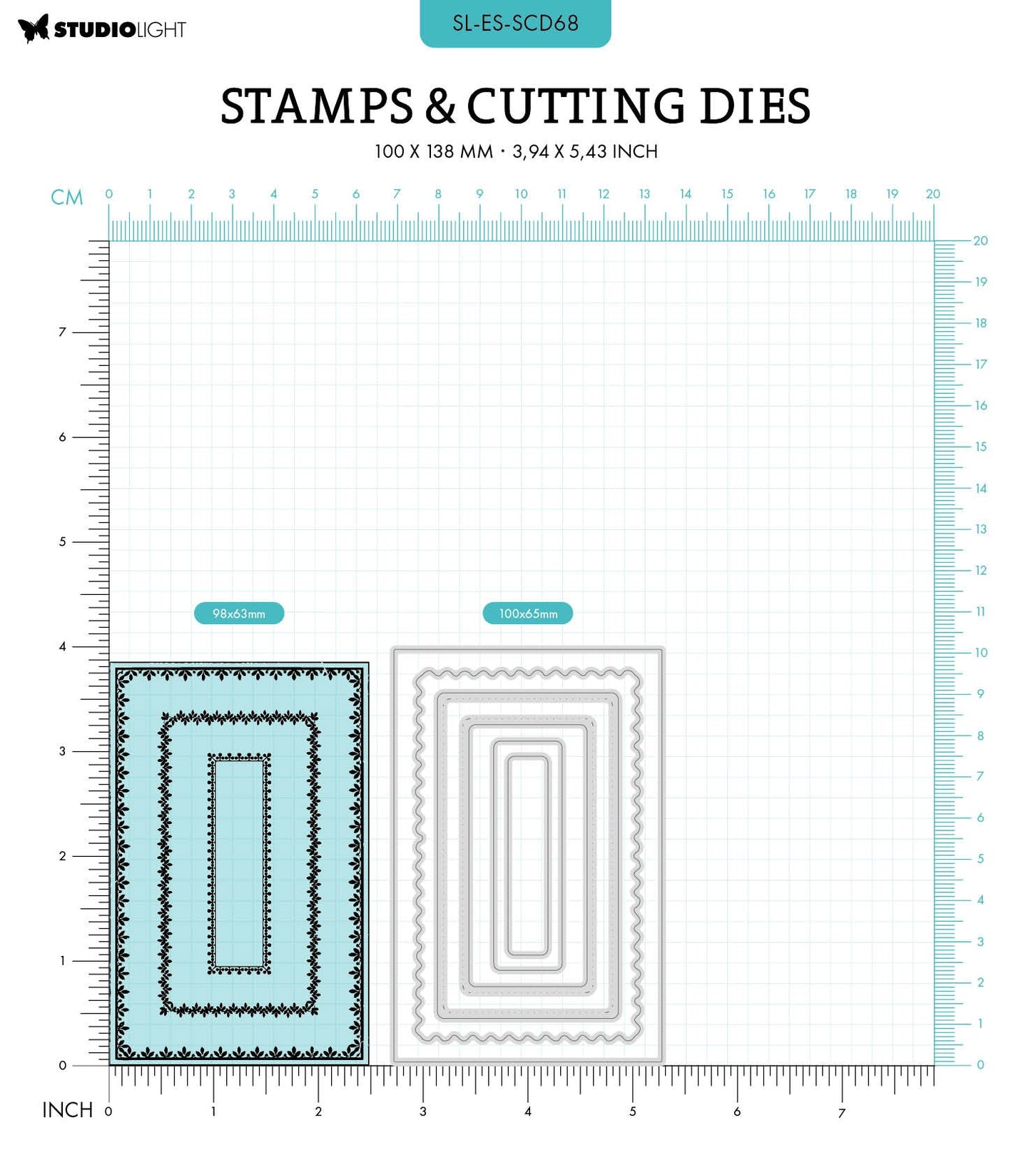 SL Stamp & Cutting Dies Elegant Frames Essentials 100x138x3mm 9 PC nr.68