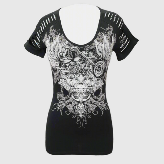 Women's Skull & Wings Tank Top with Rhinestones