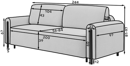 Arcadova 3 Seater Storage Sleeper Sofa - Grey
