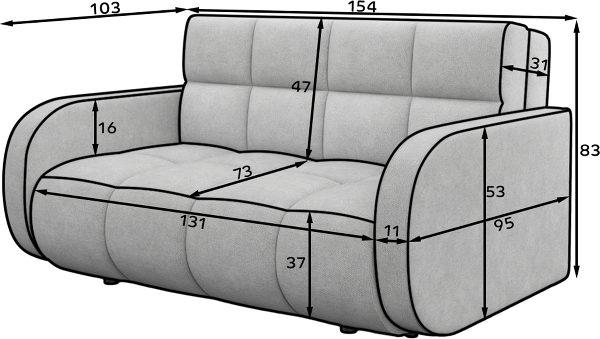 Deverio 3 Seater Condo Size Storage Sleeper Sofa - White