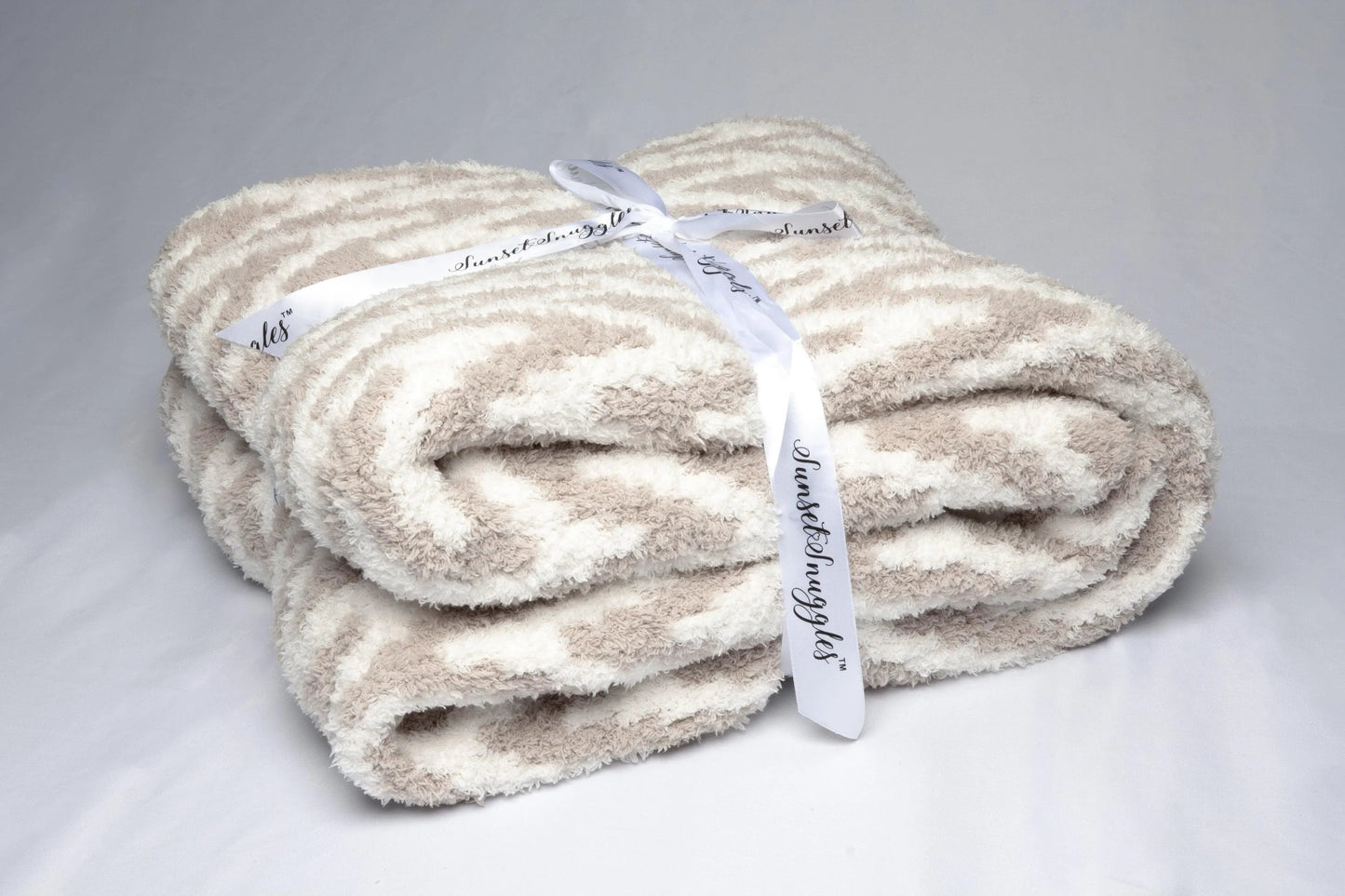 Greige & White Chevron Print Throw