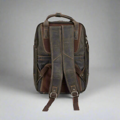 Greenwood Leather Backpack with Reinforced Laptop and Tablet Compartments