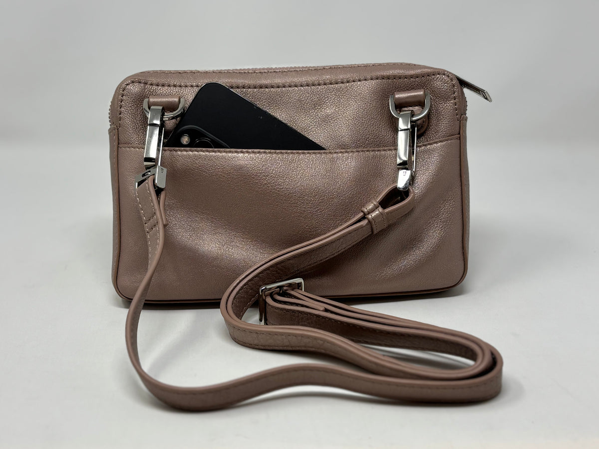 Petit sac bandoulière en Cuir Rose Platine | Annie