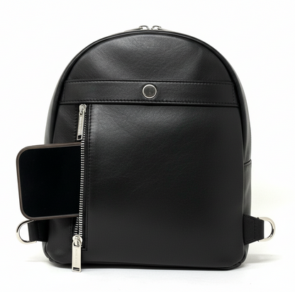 Petit Sac à dos Classique en Cuir noir convertible - Caroline