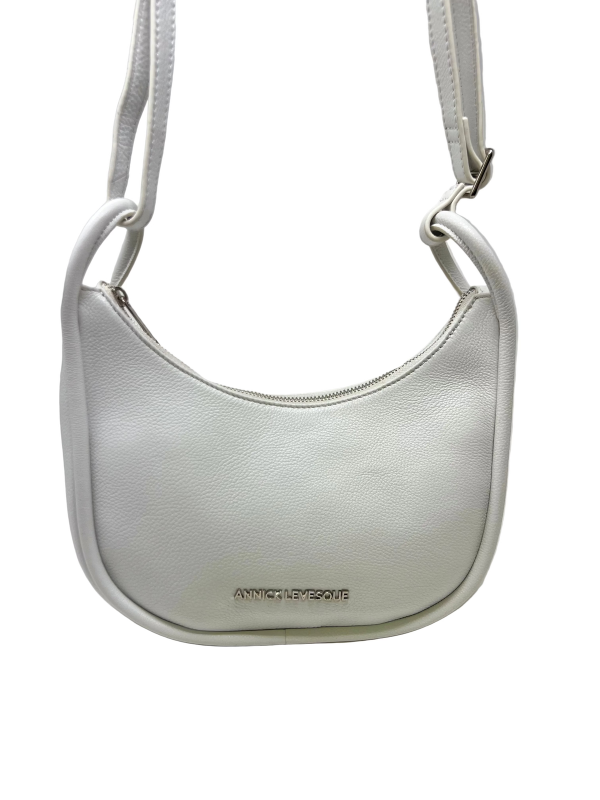 Petit sac à bandoulière en cuir blanc, Sabrina