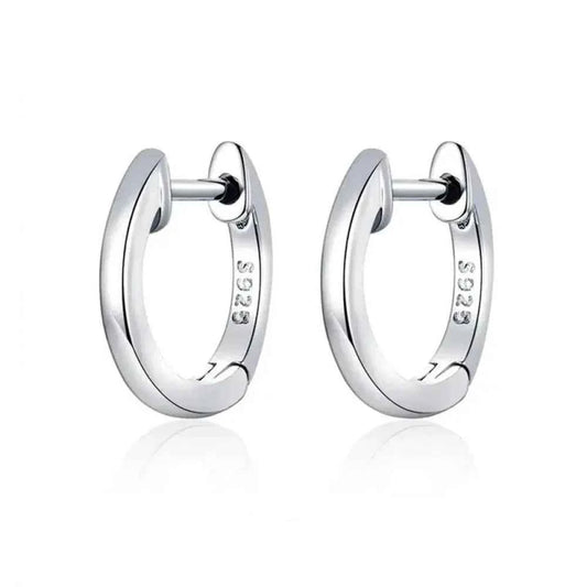 Genuine Sterling Silver Hoop Earrings - Elegant Rose Gold Color - Women's Fashion jewelry SCE808
