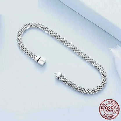 Sterling Silver Braided Square Buckle Bracelet