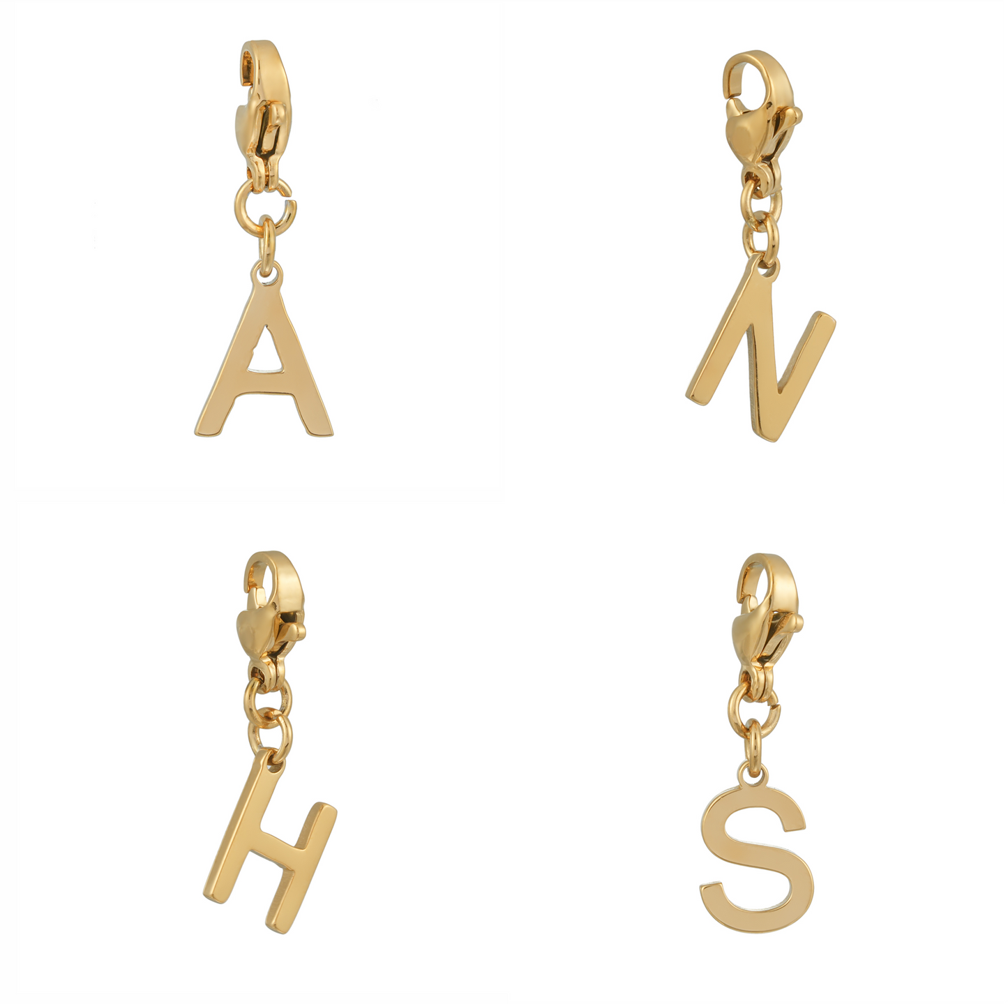 SOLID LETTER MINI CHARMS A–Z in GOLD: Dainty Initial Alphabet Pendant for Necklaces & Bracelets — $12.50